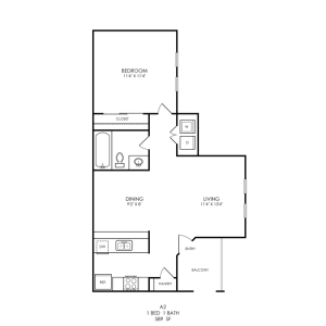Wilder Floor Plan 1 Bedroom 1 Bath 1 Bed 1 Bath 589 sqft